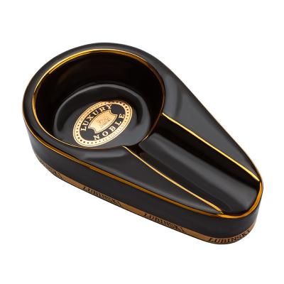 China Cigar Smoking Cigar Ashtray Mini Portable Outdoor Home Ceramic Painted Classic Cigar Holder for sale