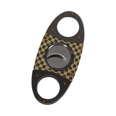 China Sharp Blade Oval Plated With Steel Nails Stainless Steel Cigar Cutter Cigar Accessories for sale