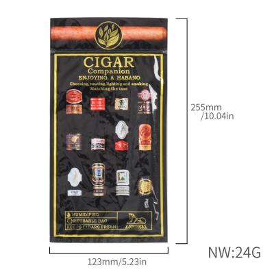 China Simple Design Zipper Traditional Top Seal 3-5 CTS Plastic Cigar Humidor Bag For Outdoor &Travelling for sale