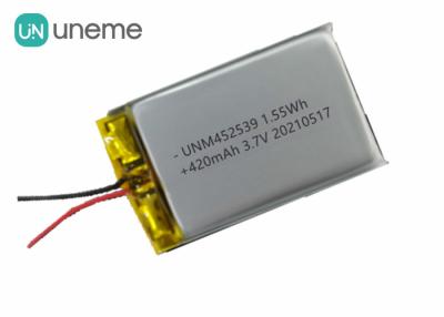 Κίνα Επαναφορτιζόμενη μπαταρία 452539 3.7V 420mAh λίθιου Lipo για τα καταναλωτικά ηλεκτρονικά προς πώληση