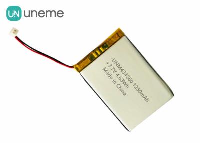 중국 4.63Wh 휴대폰 케이스를 위한 재충전용 리튬 중합체 건전지 팩 434260 3.7V 1250mAh 판매용