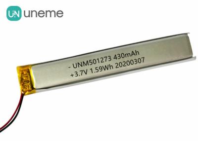 Chine la batterie de Lipo du lithium 8g de 5.0*12.0*73.0mm, dispositifs de 3.7V 430mAh Bluetooth amincissent la batterie de Lipo à vendre