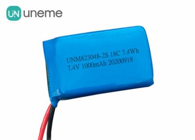 China 1000mAh 2S 7.4V High Discharge Battery / 18C Lithium Ion Polymer Battery 823048 for Adult Toys for sale