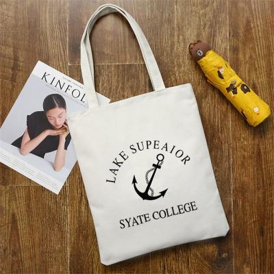 China Custom Made Customized Good Quality Handled Cotton Able Tote Bag Fold Canvas Shopping Bag Logo Printed for sale