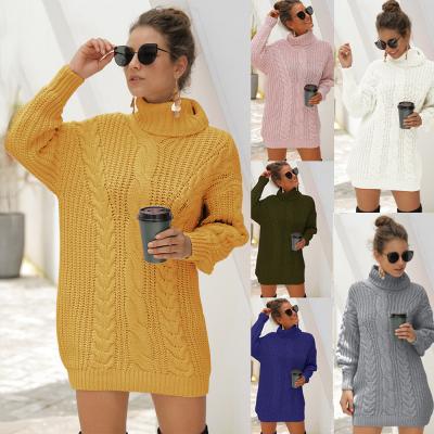 China Anti-wrinkle Amazon Sweater Long Turtle Neck Twist Knit Sweater Women for sale