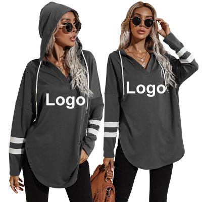 China custom design women Anti-wrinkle logo solid loose pullover hoodie tops casual sweatshirt for sale