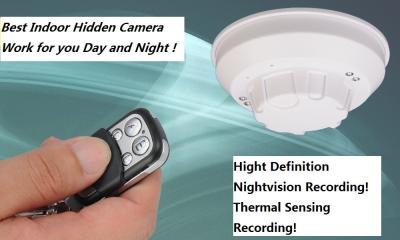 China Smoke Detector Hidden Camera with Nightvision and Thermal Sensing Record for sale