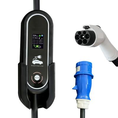 China Screen Display EV Charger Portable Type - 2 EV Charging Stations Adapter 32A 7kw Electric Car Fast Charger for sale