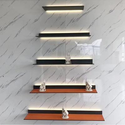 China Modern Custom Length L Shape Aluminum Led Shelf Wall Mounted Display Stand With Lamp for sale