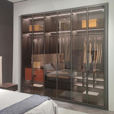 China Modern Design Adjustable Narrow Edge Aluminum Door Frame (Other) Hinged Wardrobe Glass Door For Bedroom for sale