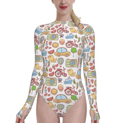 China Dropshipping Removable Padded Floral Swimwear Swimwear Women Swimwear Long Sleeve UPF 50+ Sun Protection One Piece Zipper for sale