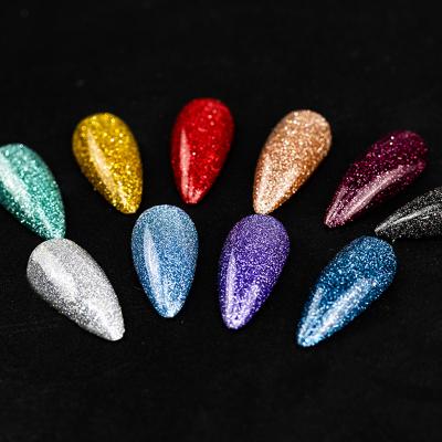 China Unbeatable Shine Effect Diamond Nail Gel Polish Reflective Glitter For Nail Art Design Top Coat Glossy for sale