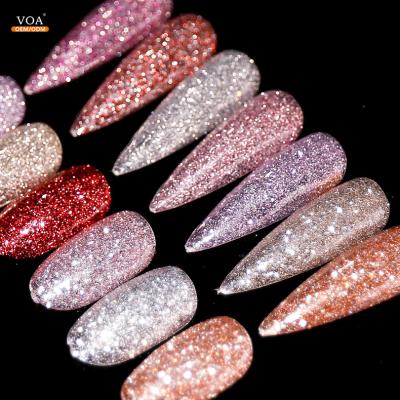 China Hot Sale Rubber Rainbow Glitter Effect Colors Shiny Soak Off Nail Gel Factory Wholesale UV Gel for sale