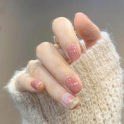 China Wholesale High Quality Salon Effect Gel Press On Nails For Women Super Cute Soft Pink Artificial Nails for sale