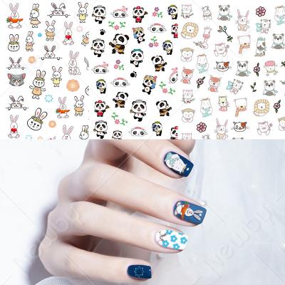 China Cute Panda 3D Teddy Bear Glitter Nail Stickers High Quality Animal Cartoon Salon Effect Adhesive Patch for sale