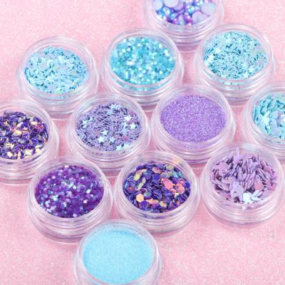 China Salon Effect Nail Stickers Art 9 Color Glitter Best Sale Mixed Glitter Small Sequin Set Nail Sequins for sale