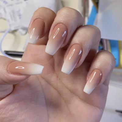 China Extra Long Salon Effect Nail Tips Adjust Acrylic Extension Nails Natural Gradient Artificial Nail for sale