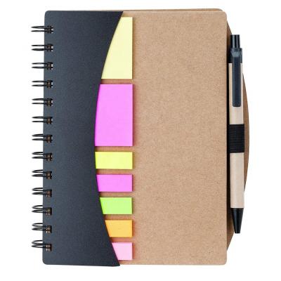 China With Pen and Sticky Notes Junior Size Spiral Notebook Journal Custom Ordered Paper Line with Pen and Sticky Notes for sale