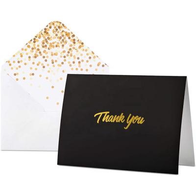 China Customized U.S. Thank You Cards With Envelopes Black Gold Foil Blank Cards With Envelopes Professional Thank You Cards Bulk for sale