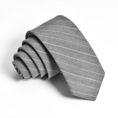 China Manufacturer Custom Company Branded Mens Stylish Business Gray Striped Wool Classic Ties With Handkerchief 148X7X3.5CM for sale