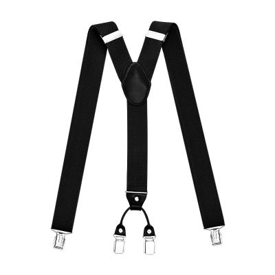 China Wholesale Garment Men Suspenders 4 Cilps Metal Buckle Straps 3.5cm Width Genuine Leather Suspenders for sale