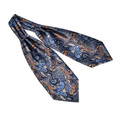 China Jacquard Fashion Gold Paisley Stripe Tie Neckerchief 100% Silk Scarf With Gift Box for sale