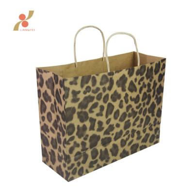 China New Design Recyclable Wholesale Leopard Printed Kraft Paper Bag for sale