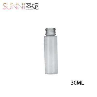 China Cosmetic With Silver Aluminum Plastic Cap For Body And Face Mini Transparent Empty Toner Bottle Skin Care for sale