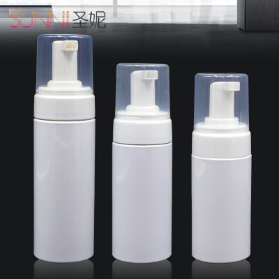 China Cosmetic With Stock 150 120 100ml White Foaming Soap Dispenser Bottle Foaming Face Wash Bottle for sale