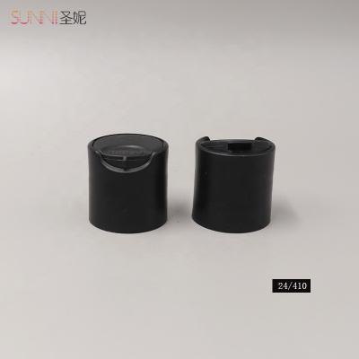 China Non Spill Matte Black Plastic Shower Perfume Wholesale Bottle Smooth Caps 24/410 Disc Top Cap for sale