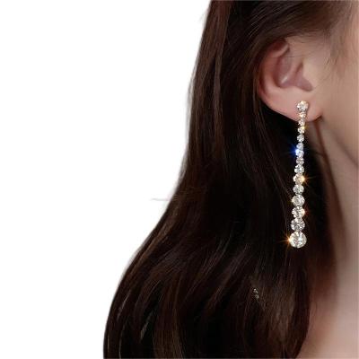 China TRENDY Various face thin classic fashional easy matching star moon crystal 925 silver needle tassel long diamond huggie stud earrings for sale