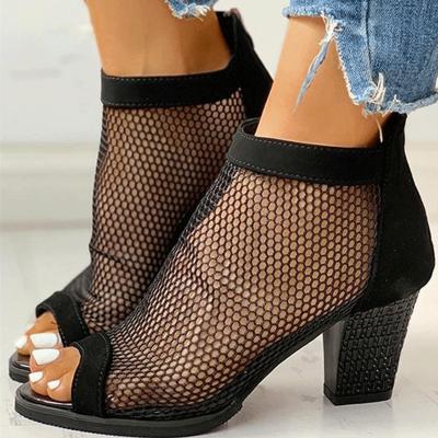 China Foreign trade large fish sandals new light women's Botas de mujer mouth net hole lady's high-heeled boots for sale