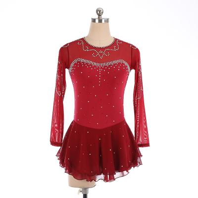 China Attractive Figure Skating Girls Show Judging Skirt Red Competitive Dance for sale