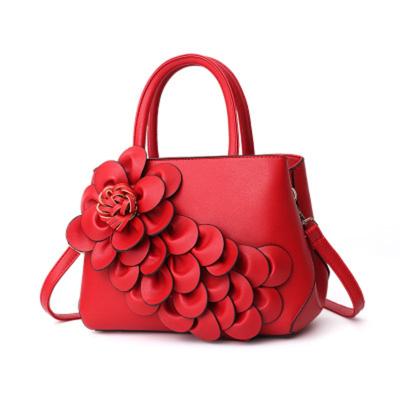 China New Korean Style PU Lady Handbag Ladies Trim Leather Single Shoulder Bags Flower Vase Handbags For Women for sale