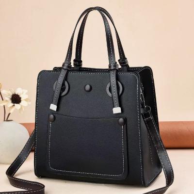 China 2022 new fashion PU handle solid color handbag large capacity leather women cross - body bag handbags for women for sale