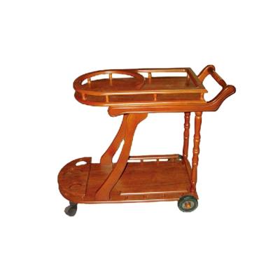 China MDF+solid wood 2 tier wooden hotel wine cart for sale