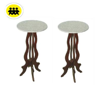 China Wooden Fashionable Vase Wooden Stand With Marble Top for sale