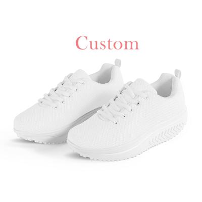 China Custom Cushoining Good Luck Logo Mesh Breathable Heightening Rocking Sport Women Shoes for sale