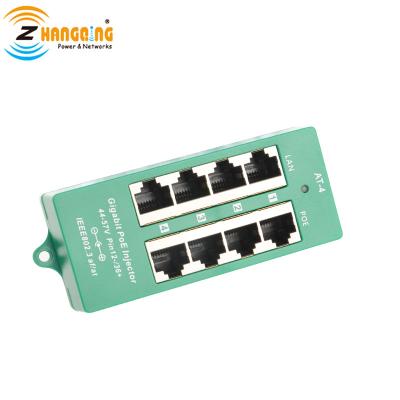 China PoE Port 4 Gigabit PoE Injector 48V 56V Active Auto Negotiating Midspan PoE Injector Patch Panel For IP Camera, IP Phone for sale