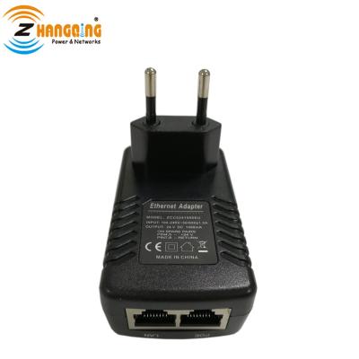 China 1 Port PoE Injector US UK Plug 24V 1A Wall Mount RJ45 PoE Power Adapter For Access Point IP Camera IP Phones ZCC0240750EU for sale