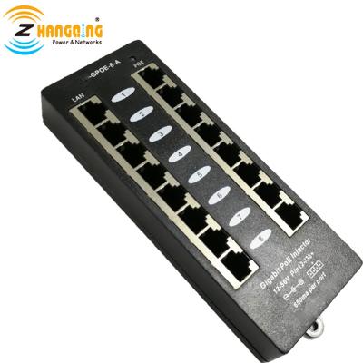 China 8Port Passive Gigabit Mode A Data PoE Patch Panel 1/2 & 3/6 PoE Patch Panel Injector For 802.3af Standard Access Point , PoE Camera ZQPoEGA008 for sale