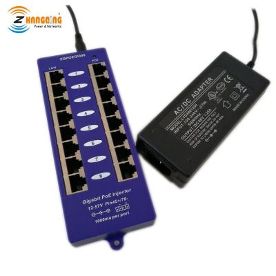 China Application: Mode B Security Gigabit 8 PoE Injector 802.3af PoE Patch Panel 1000Mbps Port Networking PoE Injector for Mikrotik and Ubiquiti for sale