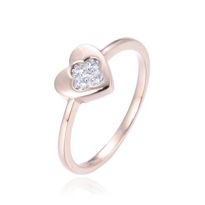 China Trendy 14k Gold Plated Men's Silver Love Women Ring 3A Zircon Ring 925 Jewelry 925 Heart Romantic Heart Ring for sale