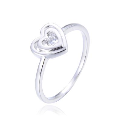 China Trendy Ring 925 Sterling Silver Love Rings Zircon Ring Unique Double Hearts Fashion Finger Ring for sale