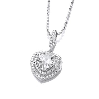 China New Trendy Fashion S925 Sterling Silver Heart Pendant Necklace Inlaid Key Stone Pendant Necklace for sale