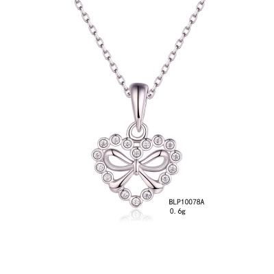 China High Quality Romantic CZ Pendant Stone Heart Chain Necklace 925 Sterling Silver Jewelry for sale