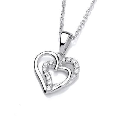 China Fashionable Hot Sales Wholesale New Fashion Women's 925 Sterling Silver Double CZ Stone Heart Jewelry Pendant Necklace For Gift Love for sale