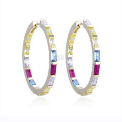 China Hot Trend FASHIONABLE S925 Sterling Silver Spinel inlayed 14K Gold Plated Personalized Hoop Earrings Jewelry for sale