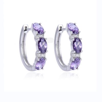 China Romantic plating 925 rhodium earrings jewelry D.C.A. CZ sterling silver stone inlayed circle earrings for women wedding for sale