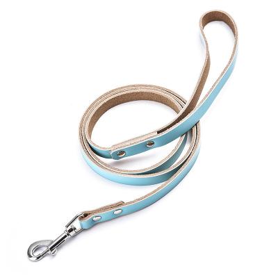 China Hot Sale Various Color Cheap Durable Leather Pet PU Cowhide Cat Dog Pet Stocked Walking Leash for sale